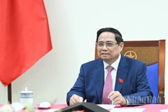 Thủ tướng Chính phủ Phạm Minh Chính đã điện đàm với Tổng Giám đốc Tập đoàn Nhà nước về Năng lượng nguyên tử Liên bang Nga (Rosatom) Alexey Likhachev. (Ảnh: TRẦN HẢI)