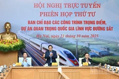 Thủ tướng Phạm Minh Chính chủ trì Phiên họp thứ tư của Ban Chỉ đạo các công trình trọng điểm, dự án quan trọng quốc gia lĩnh vực đường sắt. (Ảnh: Trần Hải)