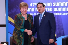 Thủ tướng Chính phủ Phạm Minh Chính gặp Tổng Giám đốc Quỹ Tiền tệ quốc tế (IMF) Kristalina Georgieva. (Ảnh: VGP/Nhật Bắc)