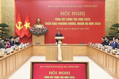 Bí thư Đảng ủy Chính phủ, Thủ tướng Chính phủ Phạm Minh Chính chủ trì Hội nghị tổng kết công tác năm 2025, triển khai phương hướng, nhiệm vụ năm 2026 của Ban Chấp hành Đảng bộ Chính phủ. (Ảnh: TRẦN HẢI) 