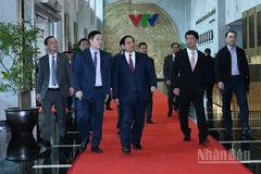Thủ tướng Chính phủ Phạm Minh Chính tới dự Hội nghị tổng kết công tác năm 2025, triển khai nhiệm vụ năm 2026 của Đài Truyền hình Việt Nam. (Ảnh TRẦN HẢI)