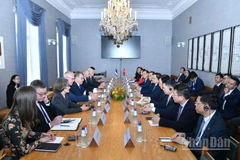 Thủ tướng Chính phủ Phạm Minh Chính và Chủ tịch Quốc hội Estonia Lauri Hussar. (Ảnh: THANH GIANG)