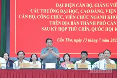Thủ tướng Chính phủ Phạm Minh Chính chủ trì Hội nghị tiếp xúc cử tri thành phố Cần Thơ sau Kỳ họp thứ 9, Quốc hội khoá XV. (Ảnh: Thanh Giang)