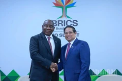 Thủ tướng Chính phủ Phạm Minh Chính hội kiến Tổng thống Nam Phi Cyril Ramaphosa. (Ảnh: VGP/Nhật Bắc)