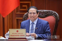 Thủ tướng Chính phủ Phạm Minh Chính phát biểu ý kiến chỉ đạo cuộc làm việc với Tập đoàn CT Group. (Ảnh: TRẦN HẢI).