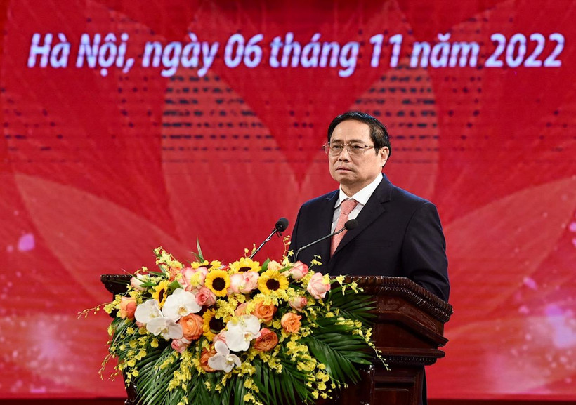 Thủ tướng Phạm Minh Chính phát biểu tại buổi lễ. (Ảnh: Trần Hải)