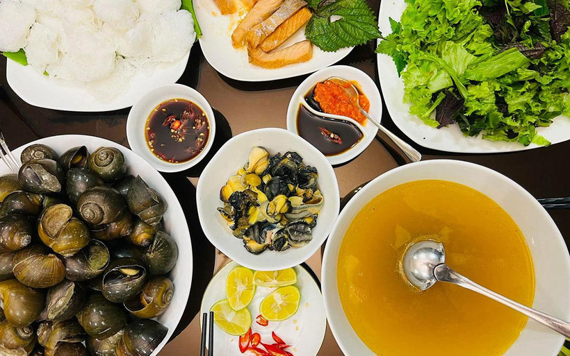 Món bún ốc do chị Vũ Tuyết Nhung thực hiện. (Ảnh: VŨ TUYẾT NHUNG)