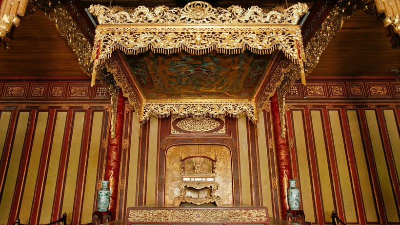 Bảo vật quốc gia Ngai vàng triều Nguyễn. (Ảnh: Cục Di sản văn hóa)
