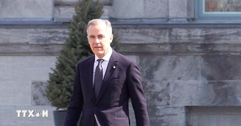 Thủ tướng Canada Mark Carney tại cuộc họp báo sau lễ tuyên thệ nhậm chức ở Ottawa, Canada, ngày 14/3/2025. (Ảnh: THX/TTXVN)