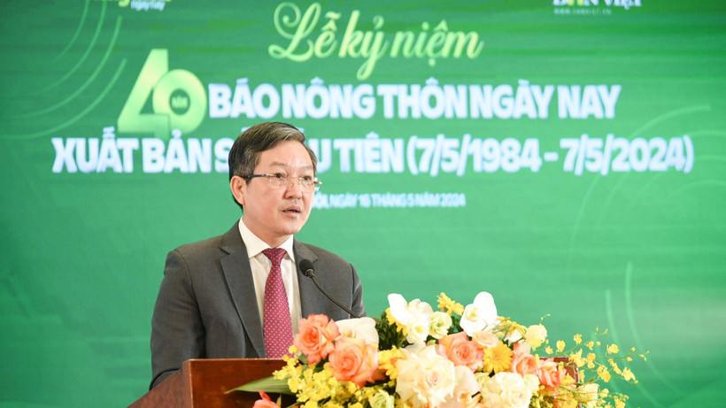 Đồng chí Lương Quốc Đoàn, Ủy viên Trung ương Đảng, Chủ tịch Ban Chấp hành Trung ương Hội Nông dân Việt Nam phát biểu tại Lễ kỷ niệm.