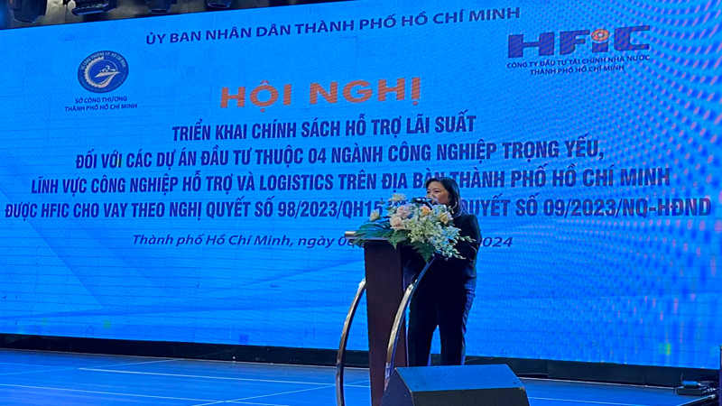Phó Giám đốc Sở Công thương Thành phố Hồ Chí Minh Nguyễn Thị Kim Ngọc phát biểu tại hội nghị.