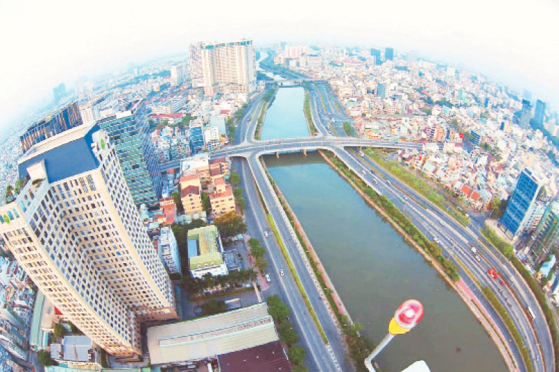 Một góc đô thị Thành phố Hồ Chí Minh nhìn từ trên cao. (Ảnh CTV)