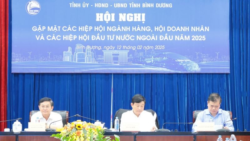 Lãnh đạo tỉnh Bình Dương chủ trì hội nghị. 