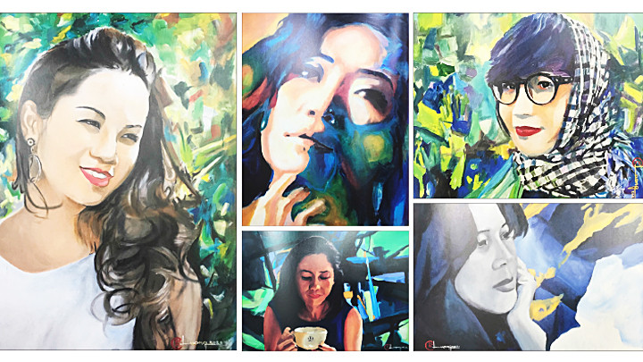 Một số bức chân dung trong triển lãm. 