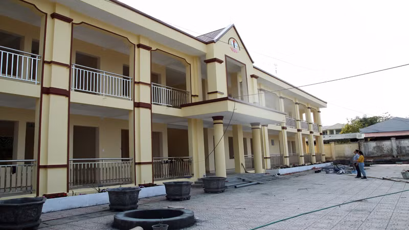 Công trình Trường mầm non mới của xã Nậm Manh đang chuẩn bị đưa vào sử dụng.