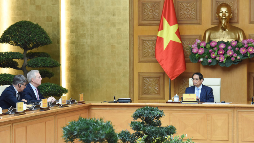Thủ tướng Phạm Minh Chính tiếp Đoàn Hội đồng Kinh doanh Hoa Kỳ-ASEAN. 