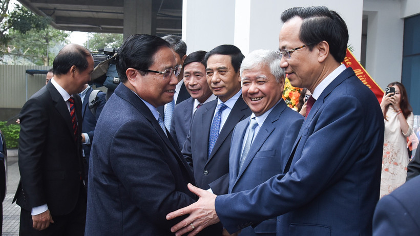 Thủ tướng Phạm Minh Chính đến dự Lễ công bố Nghị quyết của Quốc hội về thành lập Bộ Dân tộc và Tôn giáo.