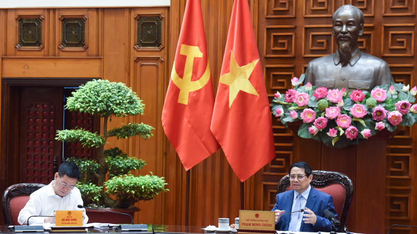 Thủ tướng Phạm Minh Chính phát biểu tại cuộc họp với các bộ, ngành để rà soát các công việc chuẩn bị đàm phán thương mại với phía Hoa Kỳ.