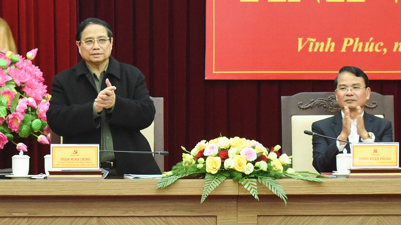Thủ tướng Phạm Minh Chính làm việc với Ban Thường vụ Tỉnh ủy Vĩnh Phúc về tình hình phát triển kinh tế-xã hội. 