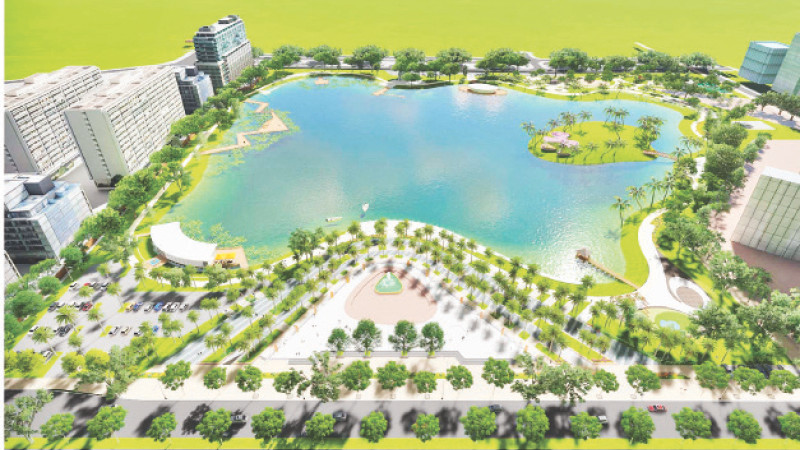 Phối cảnh dự án Công viên hồ Phùng Khoang.