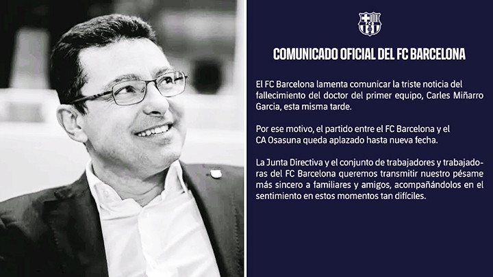 Bác sĩ của Barca đột ngột qua đời