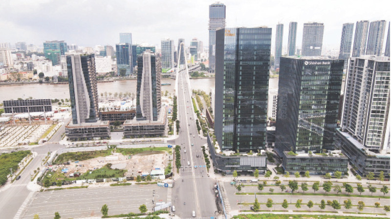 Khu đô thị mới Thủ Thiêm, thành phố Thủ Đức, Thành phố Hồ Chí Minh, nơi được kỳ vọng trở thành trung tâm tài chính quốc tế. (Ảnh Thế Anh)