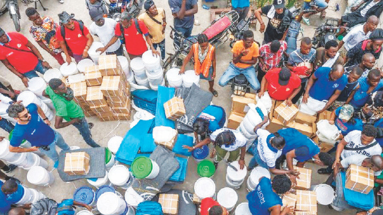 Điểm phát hàng cứu trợ nhân đạo tại Haiti. (Ảnh IOM) 