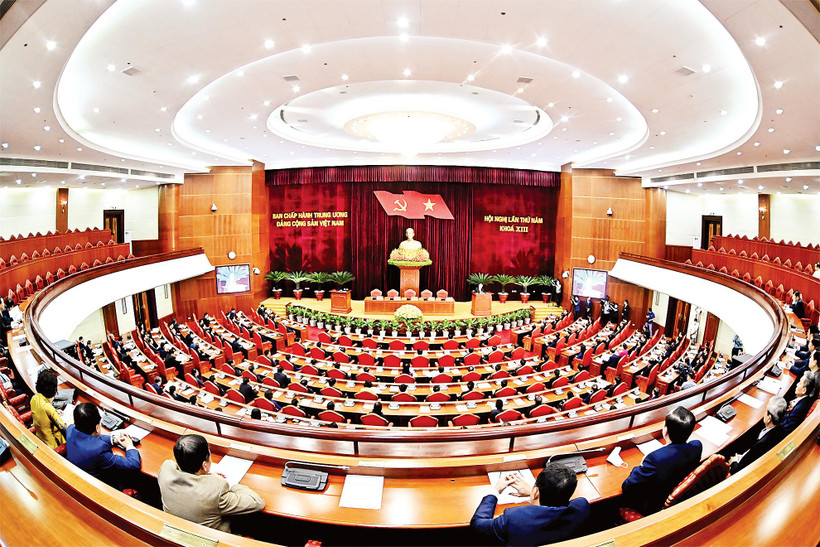 Quang cảnh Hội nghị lần thứ năm Ban Chấp hành Trung ương Đảng khóa XIII. Ảnh: ĐĂNG KHOA