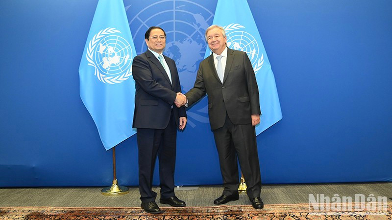 Thủ tướng Phạm Minh Chính và Tổng Thư ký Liên hợp quốc Antonio Guterres.