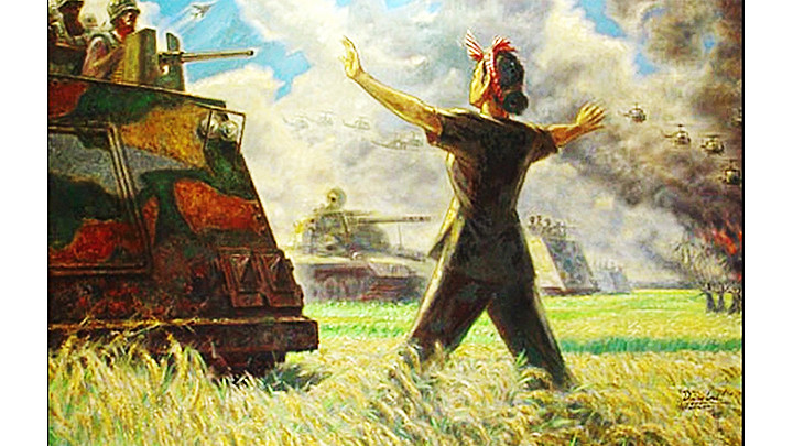 Bức tranh “Dừng lại” của họa sĩ Lê Lam.