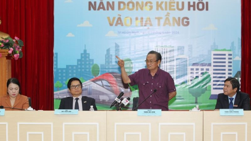 Các đại biểu chủ tọa tại tọa đàm “Nắn dòng kiều hối vào hạ tầng”. (Ảnh SGGP)