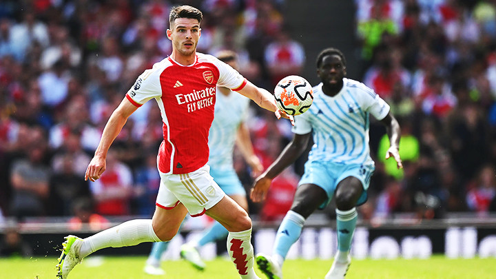 Tân binh Declan Rice của Arsenal chơi ấn tượng ngay trong ngày ra mắt.