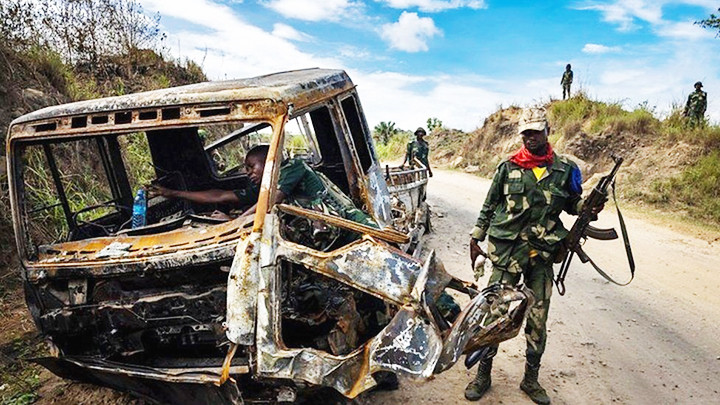 Một vụ tấn công đốt xe do ADF thực hiện. Ảnh: BBC