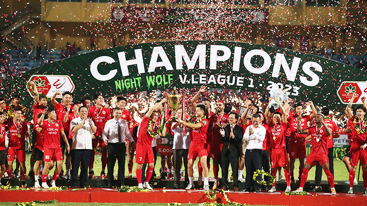 CLB Công an Hà Nội vô địch V.League 2023 ngay mùa đầu lên hạng. Ảnh: THANHNIEN