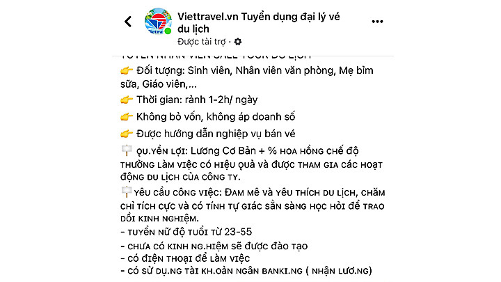 Thông tin lừa đảo mượn danh các công ty uy tín đăng quảng cáo trên mạng.