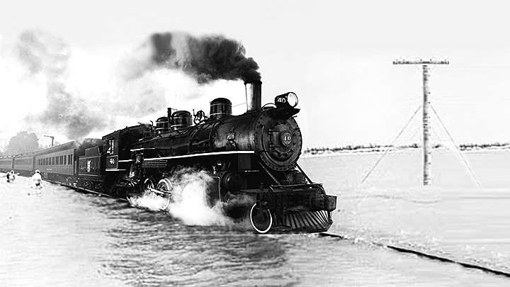 Đoàn tàu chở Trung đoàn sinh viên mùa lũ năm 1971. Ảnh tư liệu