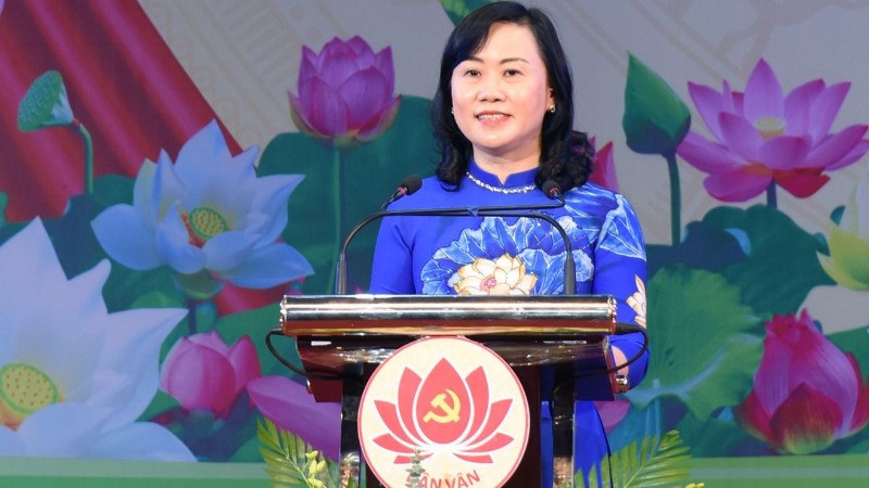Đồng chí Trương Thanh Huyền phát biểu tại Hội thi "Dân vận khéo Hà Tĩnh" năm 2024.