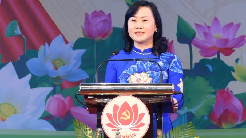 Đồng chí Trương Thanh Huyền phát biểu tại Hội thi "Dân vận khéo Hà Tĩnh" năm 2024.