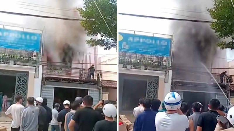 Vụ hỏa hoạn xảy ra tại ngôi nhà trong khu dân cư ở thị trấn Liên Nghĩa, huyện Đức Trọng, tỉnh Lâm Đồng.