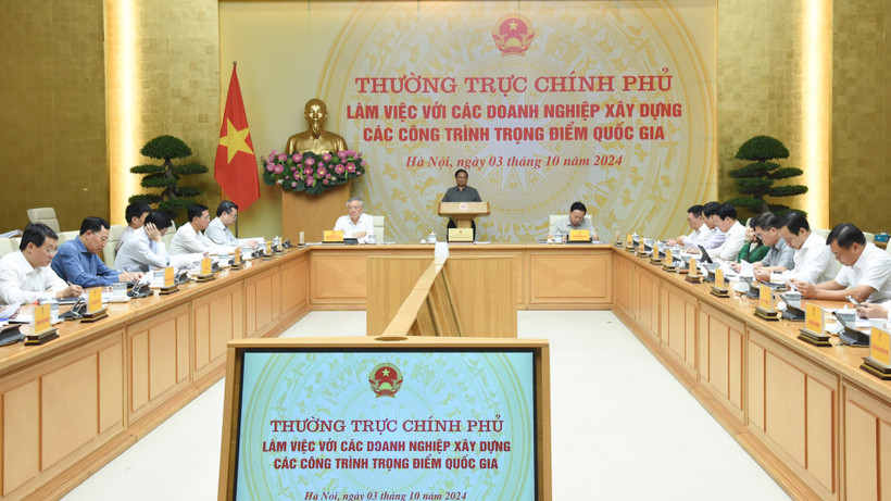 Thủ tướng Phạm Minh Chính chủ trì cuộc làm việc của Thường trực Chính phủ với các doanh nghiệp xây dựng các công trình trọng điểm quốc.