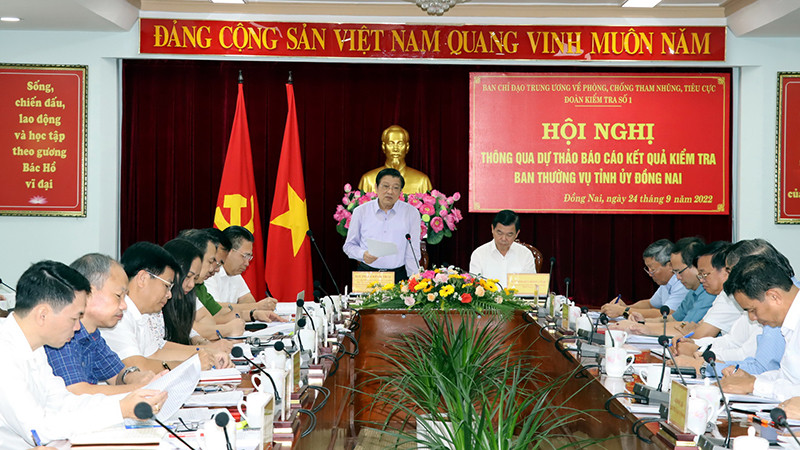 Đoàn công tác số 1, Ban Chỉ đạo Trung ương về phòng, chống tham nhũng, tiêu cực kiểm tra tại Ban Thường vụ Tỉnh ủy Đồng Nai ngày 24/9/2022. (Ảnh minh họa)