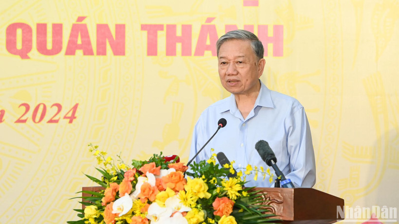 Tổng Bí thư Tô Lâm phát biểu tại Ngày hội Đại đoàn kết. (Ảnh: DUY LINH)