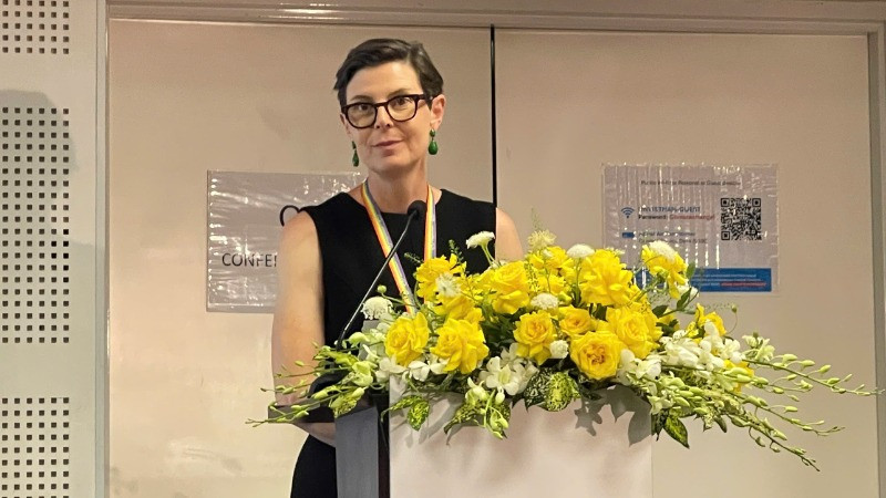 Tiến sĩ Angela Pratt, Trưởng Đại diện Tổ chức Y tế thế giới tại Việt Nam phát biểu tại hội thảo.