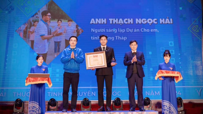 Thạch Ngọc Hải - Người sáng lập "Dự án Cho em", nhận giải thưởng Tình nguyện quốc gia năm 2024. (Ảnh: NVCC)