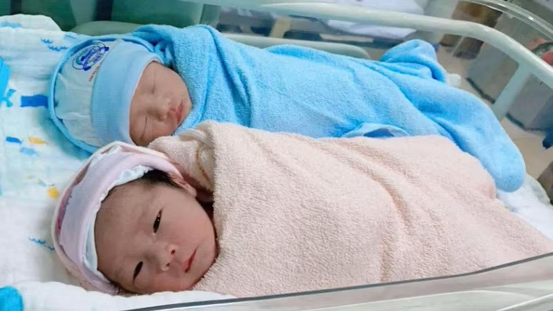 Hai bé chào đời khỏe mạnh. 