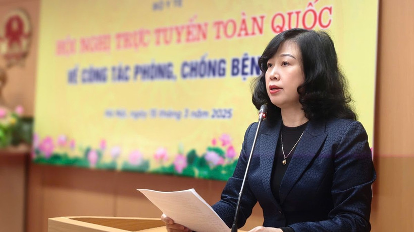 Bộ trưởng Bộ Y tế Đào Hồng Lan phát biểu tại cuộc họp.