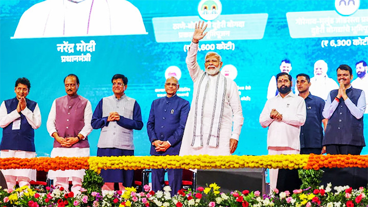 Thủ tướng Ấn Độ N.Modi tại lễ khánh thành khu phức hợp Bandra-Kurla. Ảnh: INDIA TODAY