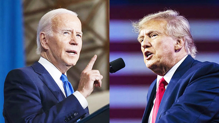 Hai ứng cử viên J.Biden (trái) và D.Trump đều giành được thắng lợi quan trọng. Ảnh: AP