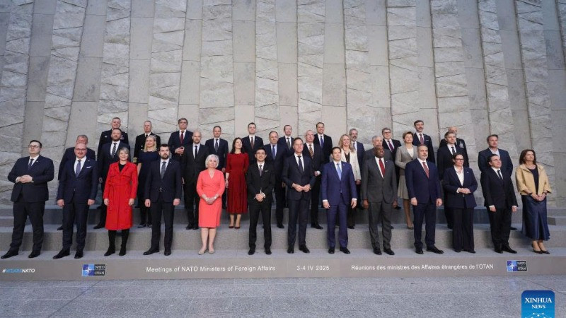 Đại diện các nước tham dự cuộc họp cấp ngoại trưởng của NATO tại trụ sở của tổ chức này ở Brussels, Bỉ, ngày 3/4/2025. (Ảnh: Tân hoa xã)