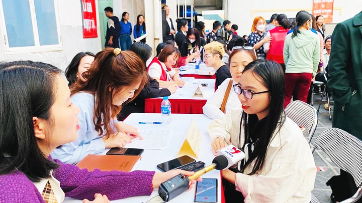 Giao dịch việc làm cuối năm do Trung tâm Dịch vụ việc làm Hà Nội tổ chức.